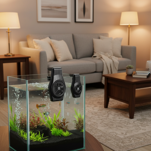 Mini Aquarium Cooling Fan – Adjustable Hanging Fish Tank Chiller for Temperature Control, Quiet Water Cooling System for Tropical Aquariums