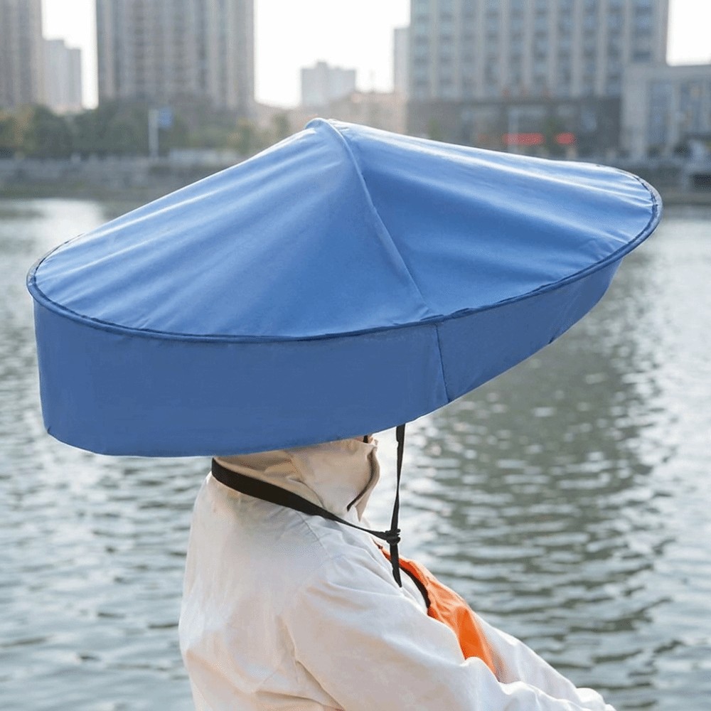 Hands-Free Umbrella Hat – Lightweight Nylon Rainproof Sun Shade Cap with UV Protection for Beach Trips, Fishing, Gardening and Outdoor Activities