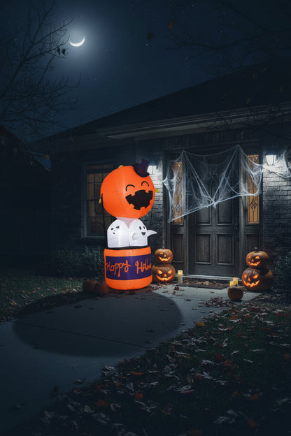 Halloween Inflatable Pumpkin Balloon - LED Devil Hot Air Decoration for Indoor Outdoor Yard and Party Displays