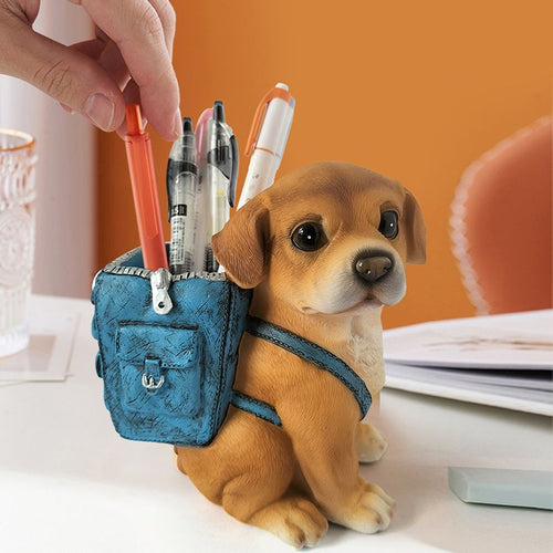 Cute Puppy Pencil Holder – Resin Desktop Organizer for Pens, Office Supplies, Kids Study Tables and Home Decor