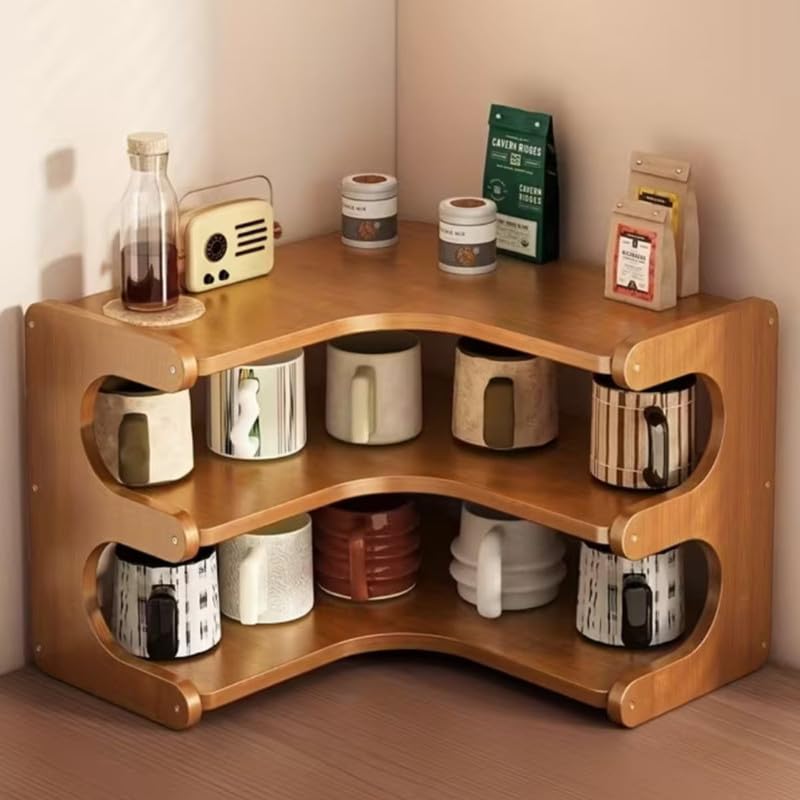 Desktop Corner Shelf Organizer – Multifunctional Display Rack for Water Cups, Office Supplies, Collectibles and Home Storage