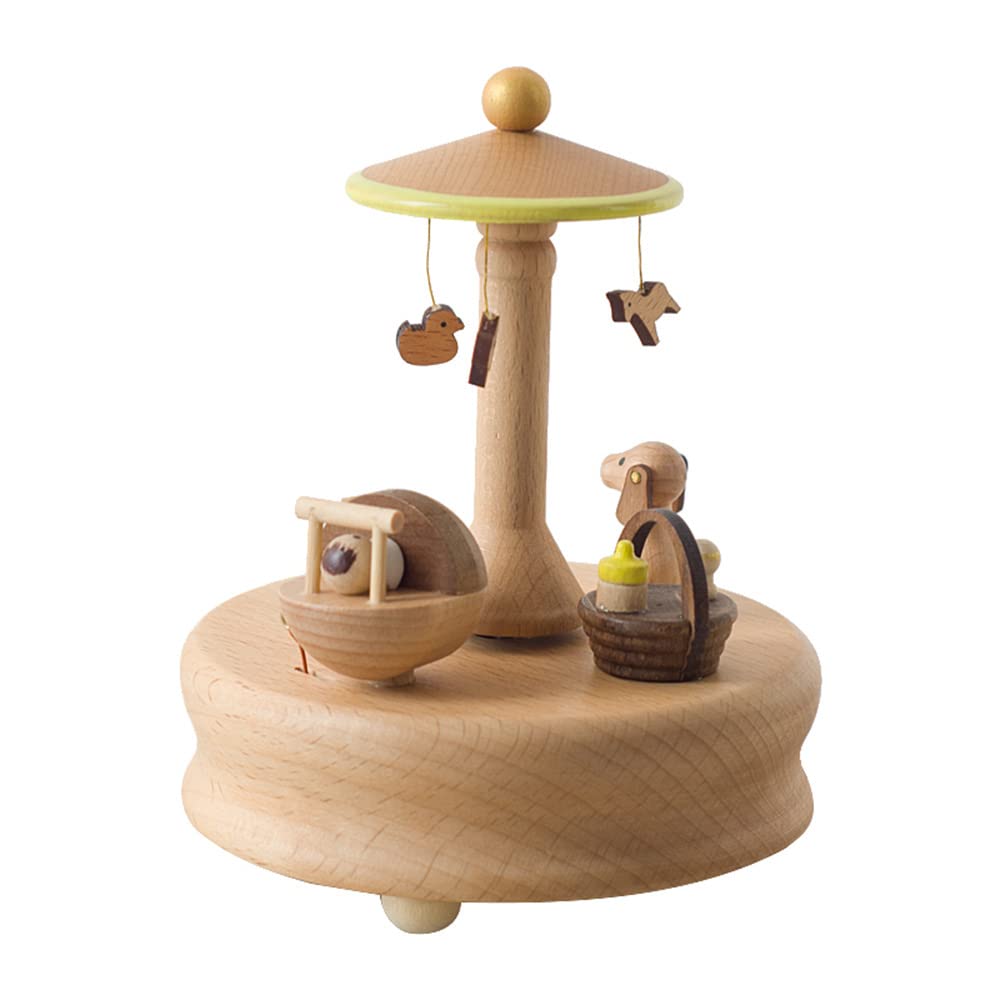 Wooden Cradle Music Box – Handcrafted Rotating Keepsake Ornament for Birthdays, Festivals, Home Decoration and Meaningful Gifts