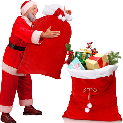 Extra Large Santa Gift Sack – Velvet Drawstring Christmas Present Bag for Holiday Gifts and Party Decor