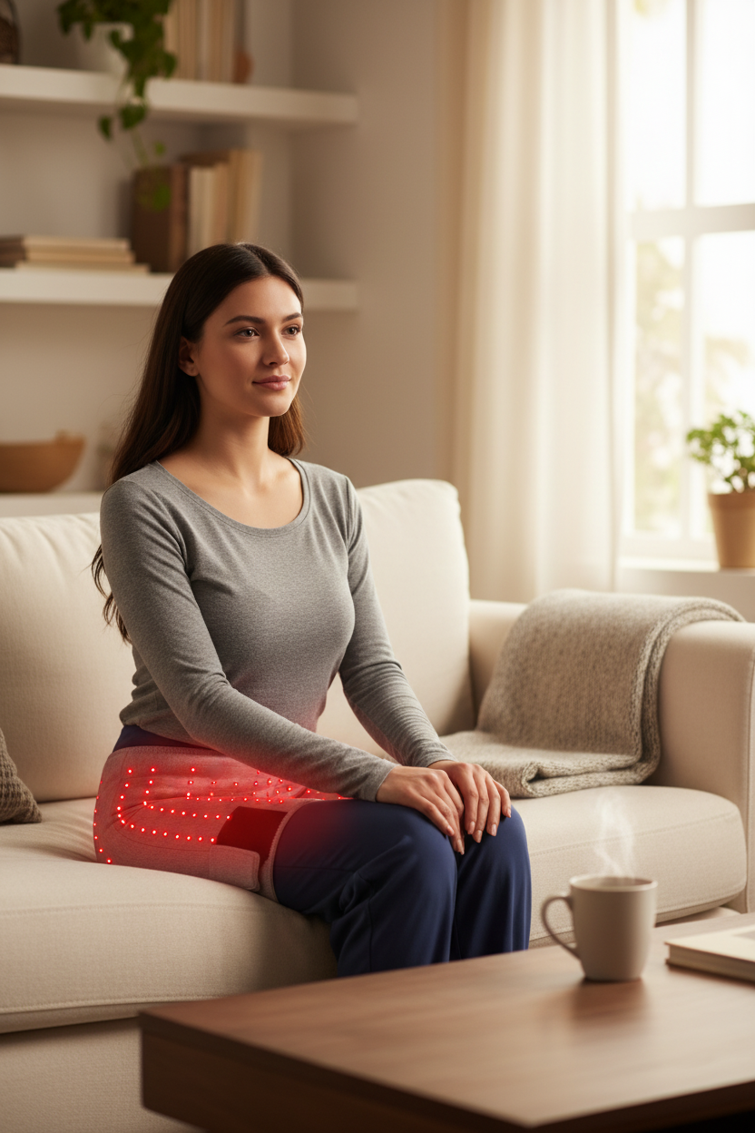 Red Light Heated Hip Support – Electric Vibration Massager for Thigh, Buttock and Muscle Relaxation with Comfortable Warmth for Home Recovery