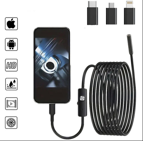 Endoscope Camera – 1080P Waterproof Dual Port Inspection Borescope for iPhone, Android, Cars and Pipe Diagnostics