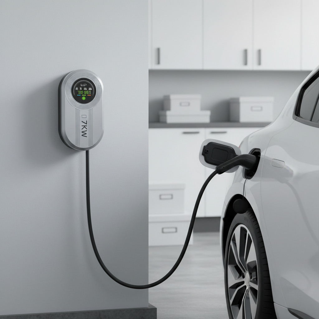 Smart EV Charger – 7KW Type 2 Wallbox Charging Station with LCD Screen, 32A Fast Charging for Electric Vehicles