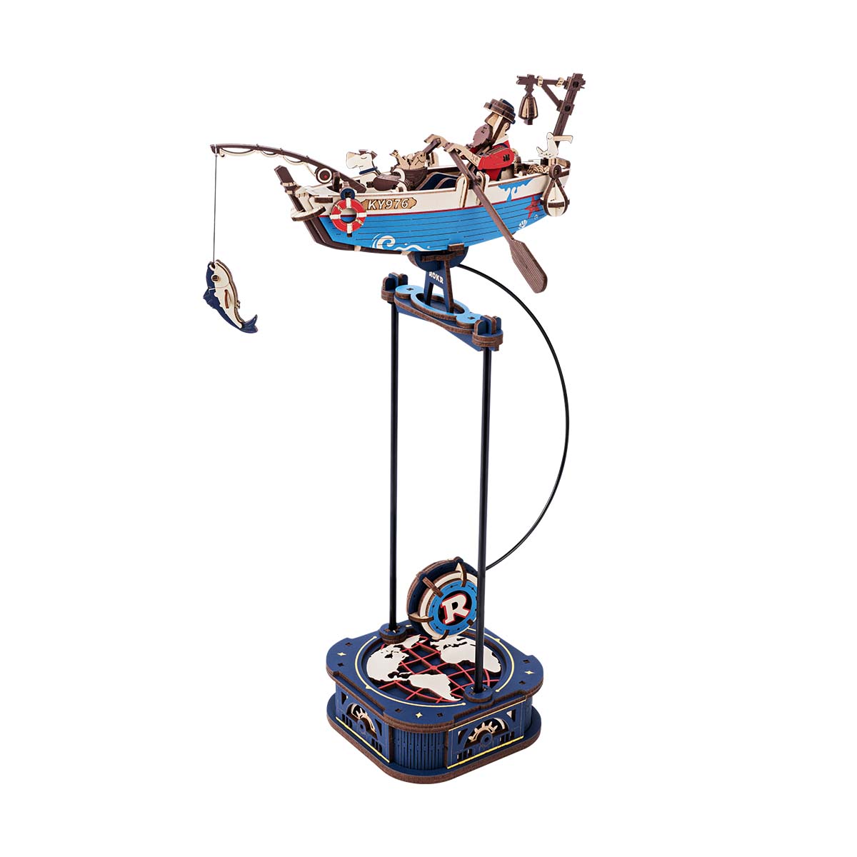 Ocean Fisher Puzzle Kit – DIY 3D Wooden Pendulum Model for Creative Building, Home Decoration and Educational Fun
