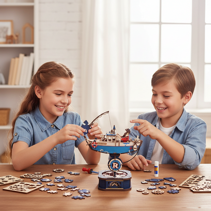 Ocean Fisher Puzzle Kit – DIY 3D Wooden Pendulum Model for Creative Building, Home Decoration and Educational Fun