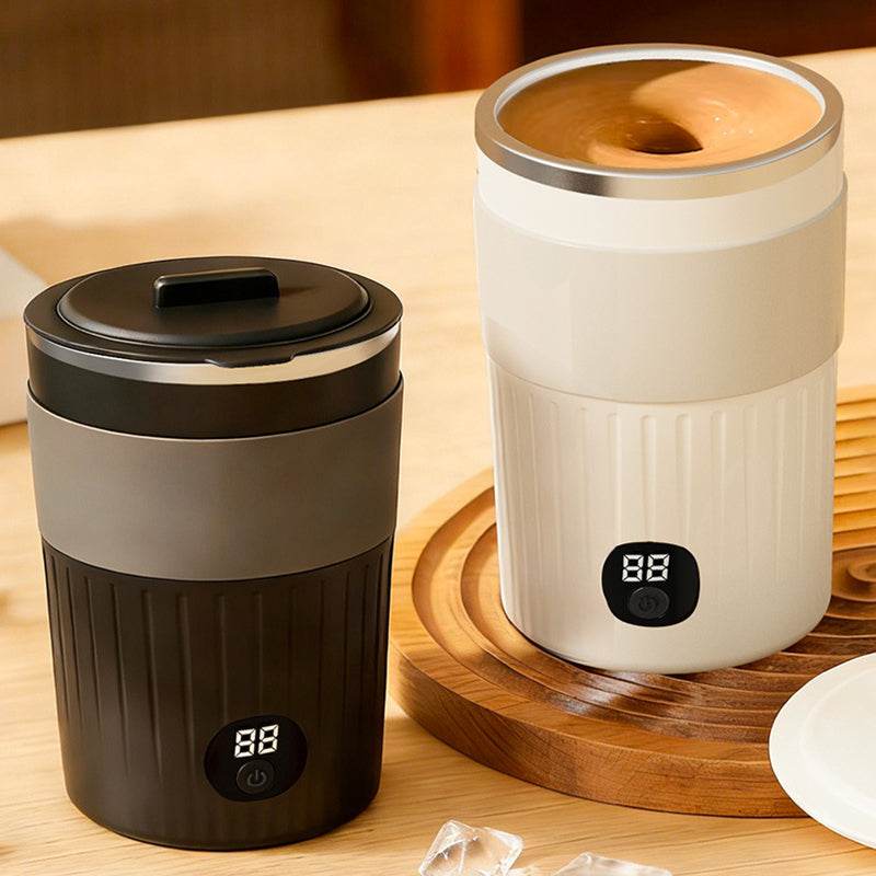 Portable Automatic Self Stirring Mug – USB Rechargeable Smart Mixing Cup with Temperature and Battery Display for Coffee and Drinks.