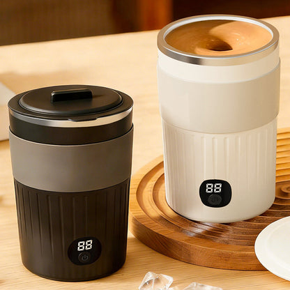 Portable Automatic Self Stirring Mug – USB Rechargeable Smart Mixing Cup with Temperature and Battery Display for Coffee and Drinks.