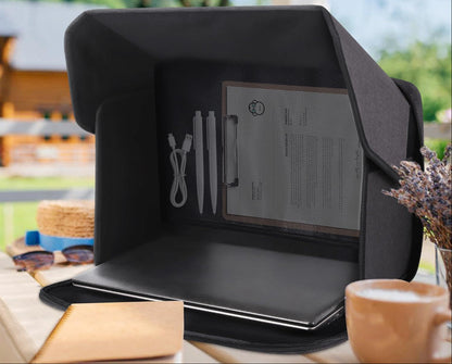 Portable Laptop Sun Shade – Foldable 14–16 Inch Computer Protection Bag for Outdoor Work, Glare Reduction and Comfortable Screen Viewing