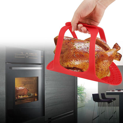Food Grade Silicone Turkey Lifter Mat – Heat Resistant Non-Stick Poultry Cooking Rack for Roasting, Grilling and Easy Kitchen Food Preparation