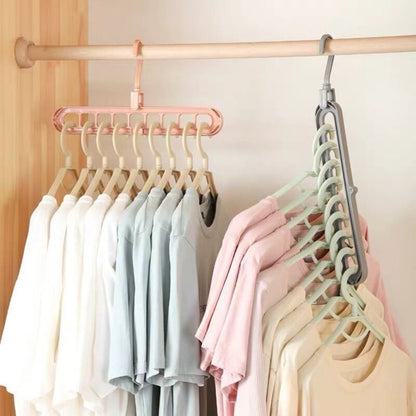 Foldable Rotating Magic Hangers – 9 Hole Closet Organizer Hooks for Space Saving Wardrobe and Clothing Storage Solutions