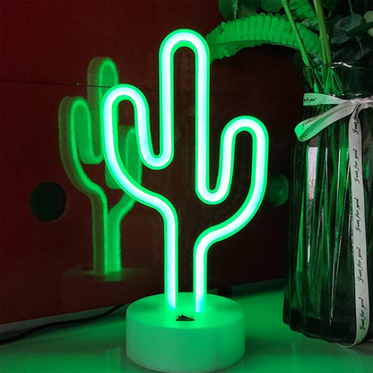 Cute Cactus Neon Sign Lamp - USB and Battery Powered LED Light for Bedrooms Parties Camping and Home Decor