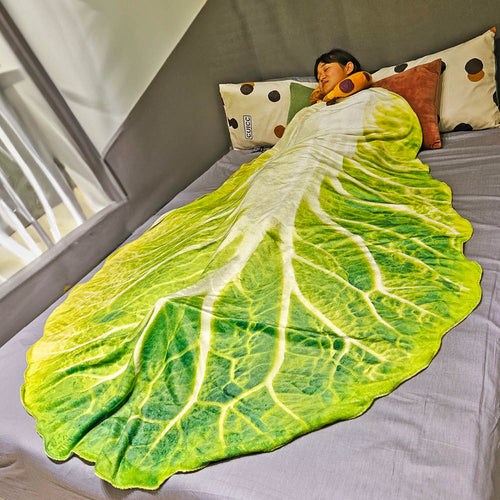 Double Sided Flannel Blanket – Soft Cabbage Pattern Throw for Sofa, Living Room, Bedroom and Cozy Winter Comfort