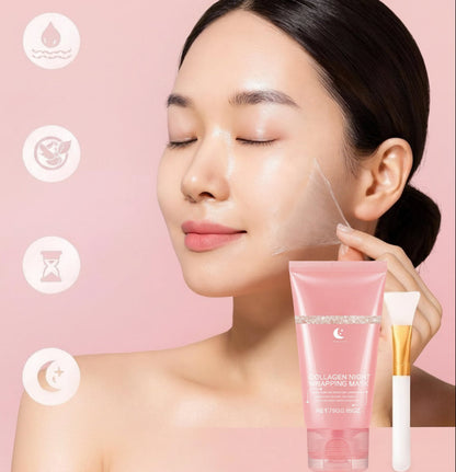 Collagen Wrapping Face Mask Set – Rejuvenating Korean Skincare Treatment with Brush for Hydration, Brightening, Elasticity and Glowing Skin