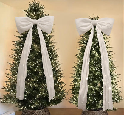 Large Christmas Bow Decoration – Oversized Holiday Ribbon Ornament for Trees, Wreaths, Doors and Party Displays