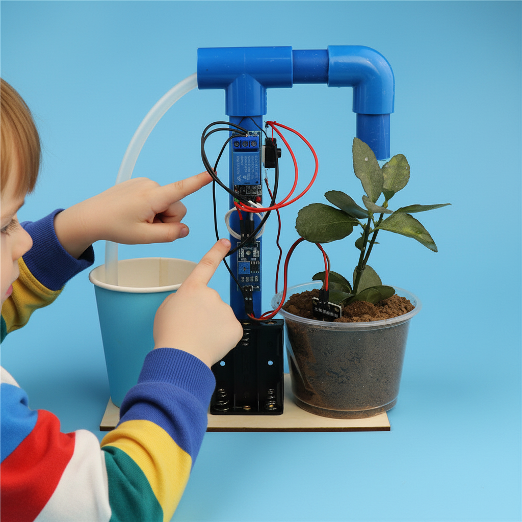 STEM Automatic Plant Watering Kit – DIY Physics Science Experiment Toy for Children, Educational Technology Project and Creative Learning