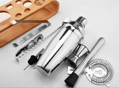 Cocktail Shaker Display Stand – Elegant Wooden Rack Organizer for Bar Tools, Mixology Accessories and Home Party Entertaining