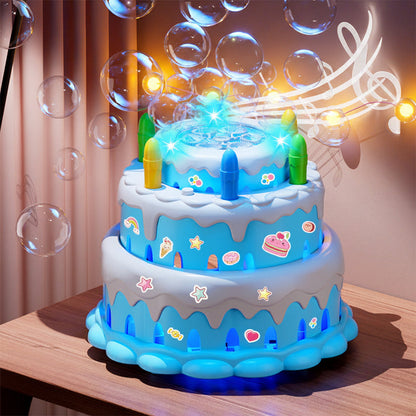 Kawaii Birthday Cake Bubble Machine - Electric Bubble Maker with Music and Lights for Kids Parties and Outdoor Play
