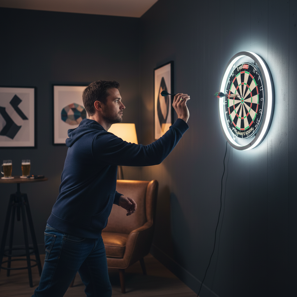 Dart Board Lighting System – LED Dartboard Light Ring with Focused Illumination for Professional Practice, Game Rooms, Bars and Competitions