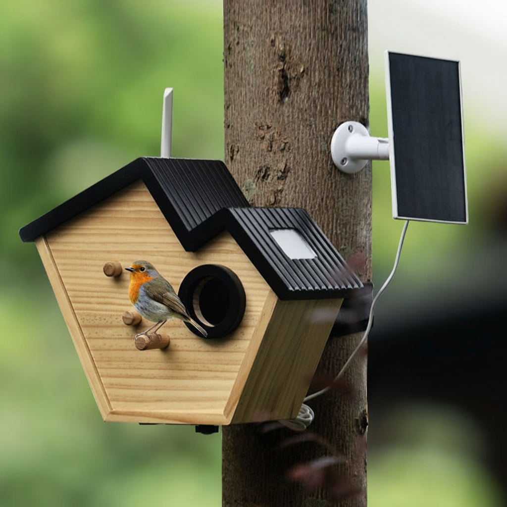 Wooden Bird Breeding House – Hanging Outdoor Nest Box for Small Birds with Viewing Window and Comfortable Shelter