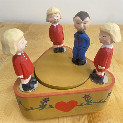 Solid Wood Engraved Music Box – Electric Rotating Speaker Keepsake for Birthdays, Anniversaries and Elegant Home Decoration