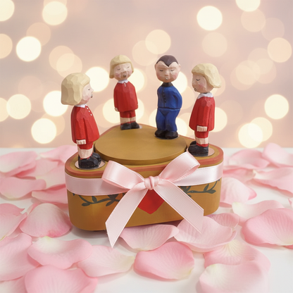 Solid Wood Engraved Music Box – Electric Rotating Speaker Keepsake for Birthdays, Anniversaries and Elegant Home Decoration