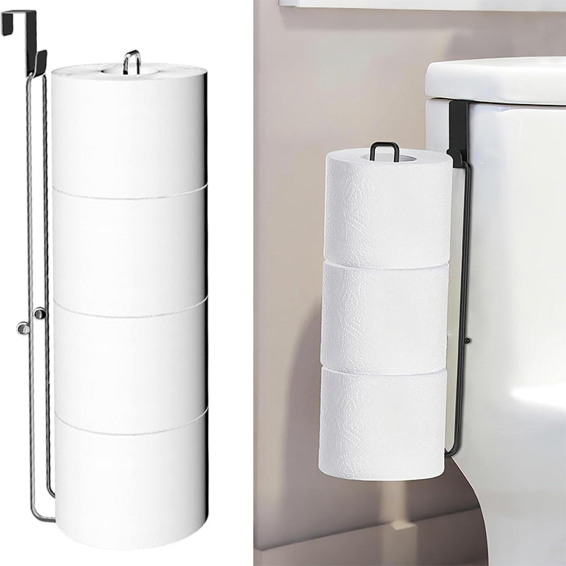Bathroom Toilet Paper Holder – Over the Tank Storage Organizer with Extra Roll Capacity for Small Bathrooms and Restrooms