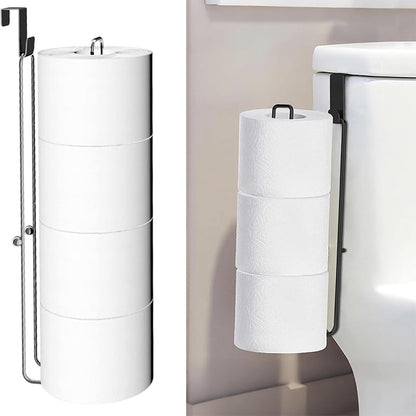 Bathroom Toilet Paper Holder – Over the Tank Storage Organizer with Extra Roll Capacity for Small Bathrooms and Restrooms