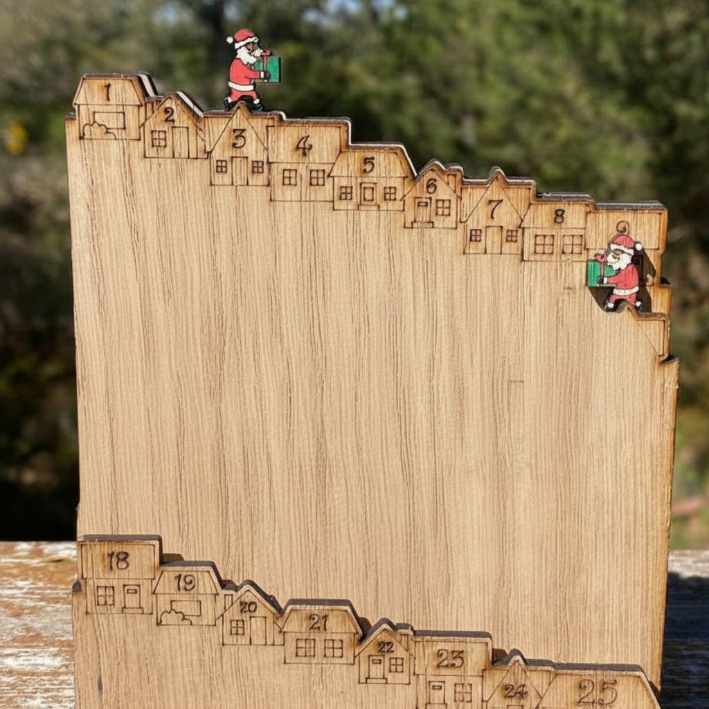Wooden Advent Calendar House – 25 Day Christmas Countdown Decoration for Holiday Home Displays