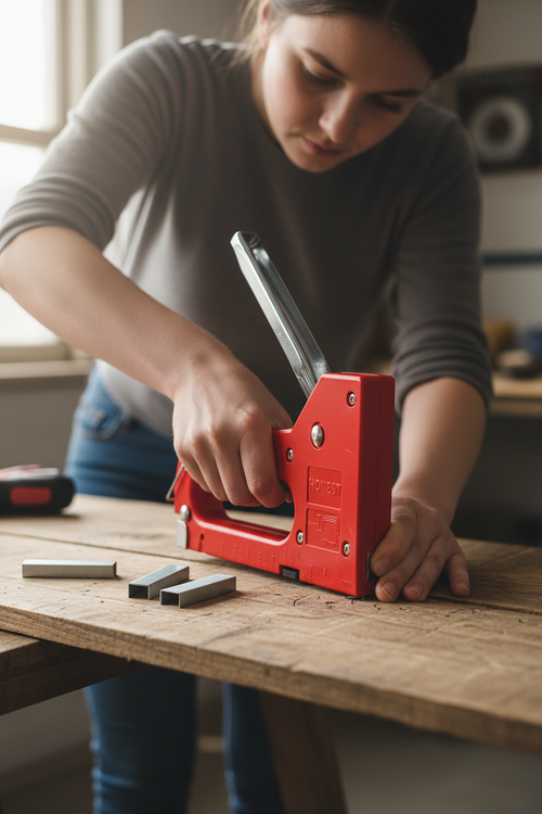 Heavy-Duty Staple Gun Kit – Fits 4-8mm Staples for DIY Furniture Upholstery, Woodworking, Crafting and Professional Repair Projects with Easy Operation
