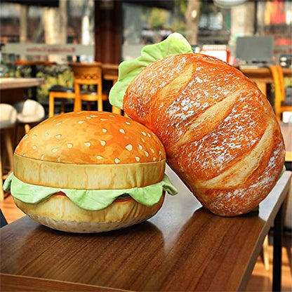 Realistic Burger Pillow – Funny Cheeseburger Plush Cushion and Office Chair Pad for Kids, Prank Gifts, Bedroom Decor and Cozy Novelty Seating