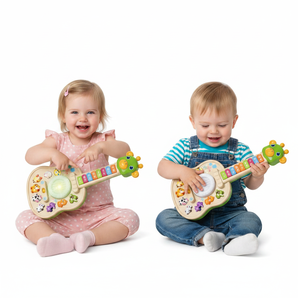 Electronic Giraffe Guitar Toy – Educational Baby Piano with Animal Sounds, Color Recognition, Lights and Melodies for Early Learning