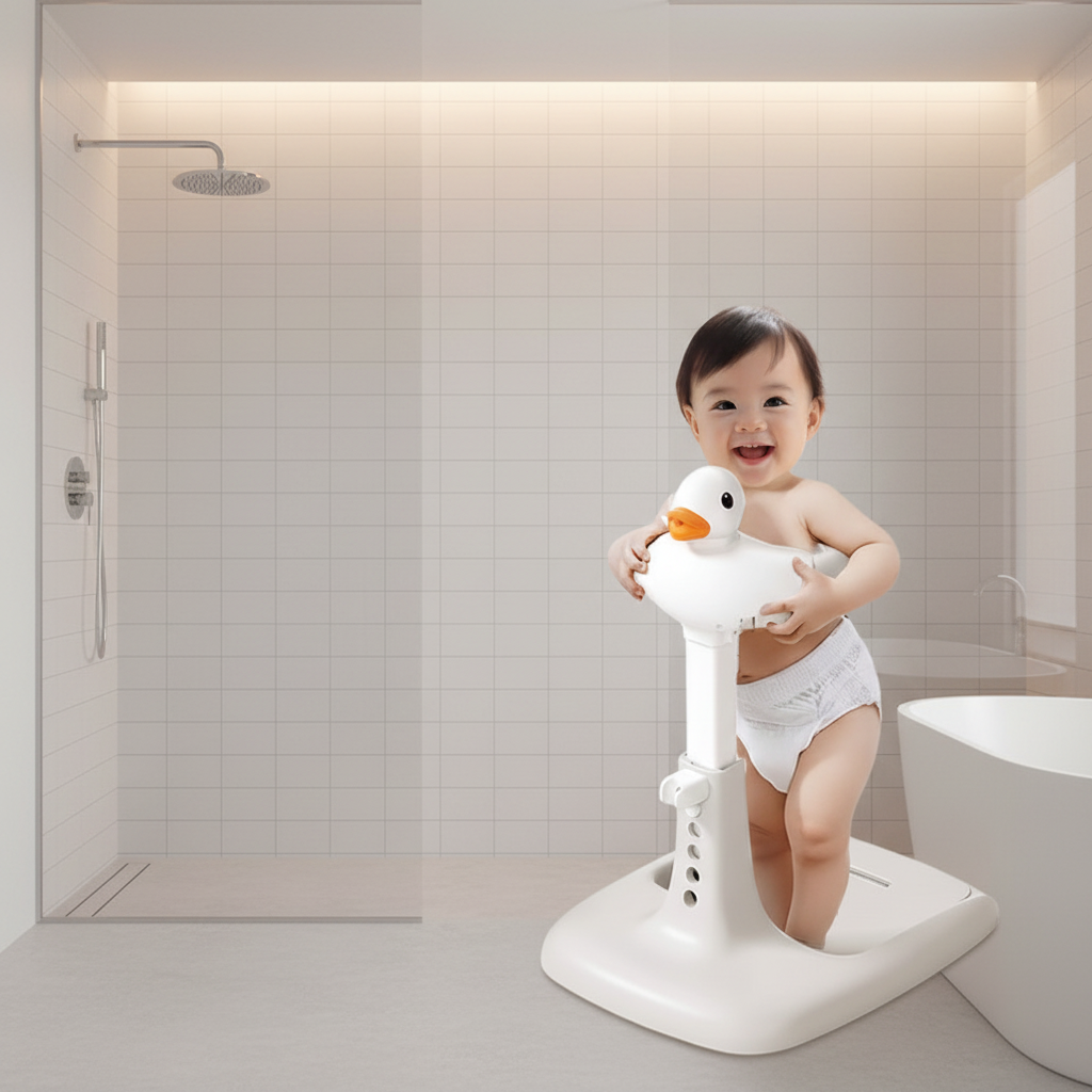 Duck Shaped Baby Bath Support – Non Slip Toddler Shower Helper Rack for Safe Comfortable Bath Time Assistance