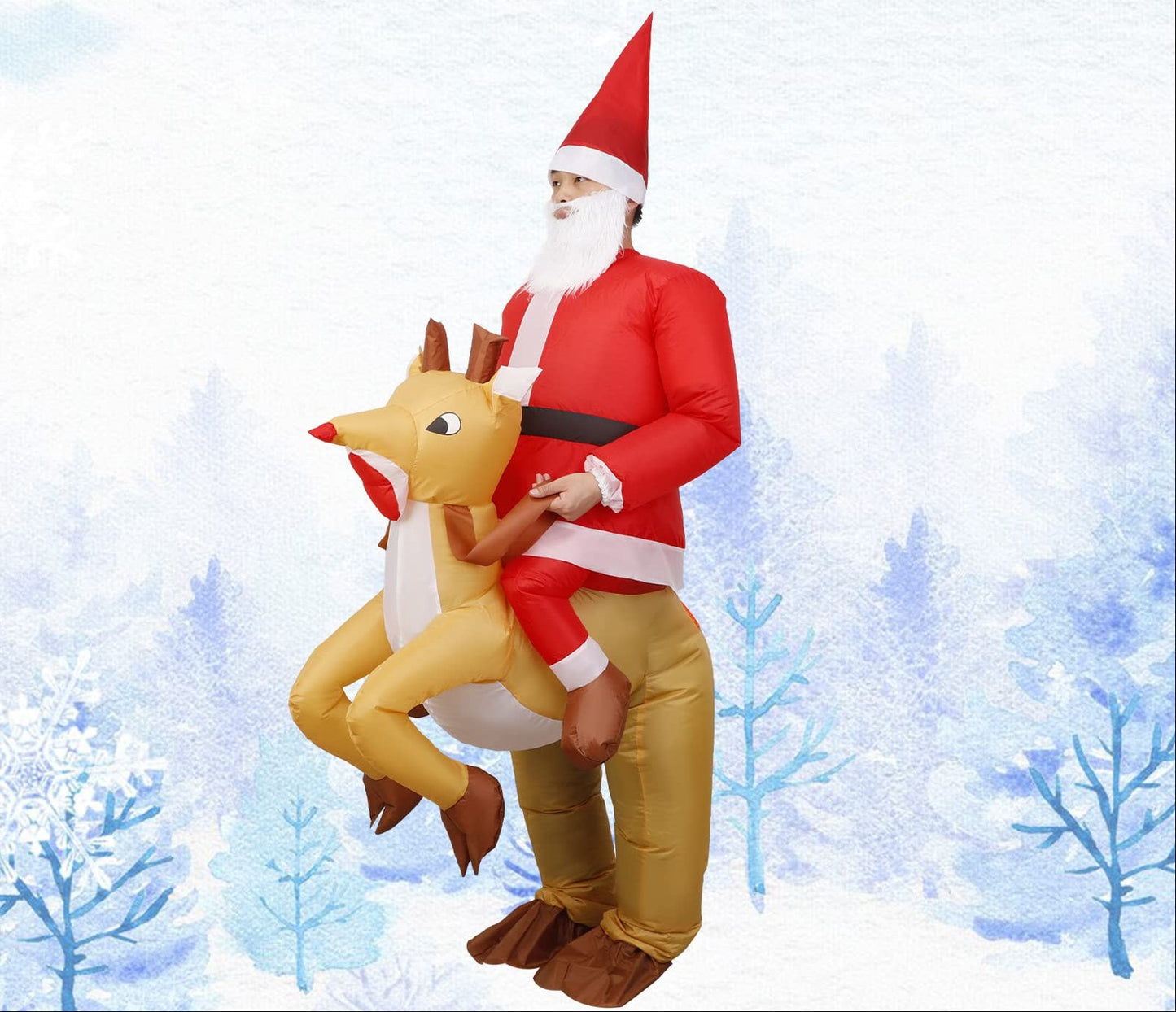 Inflatable Santa Claus Costume - Christmas Mascot Cosplay Outfit for Adults and Kids Holiday Celebrations