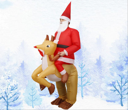 Inflatable Santa Claus Costume - Christmas Mascot Cosplay Outfit for Adults and Kids Holiday Celebrations