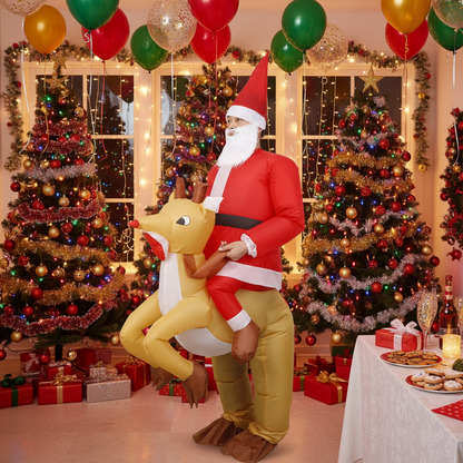 Inflatable Santa Claus Costume - Christmas Mascot Cosplay Outfit for Adults and Kids Holiday Celebrations
