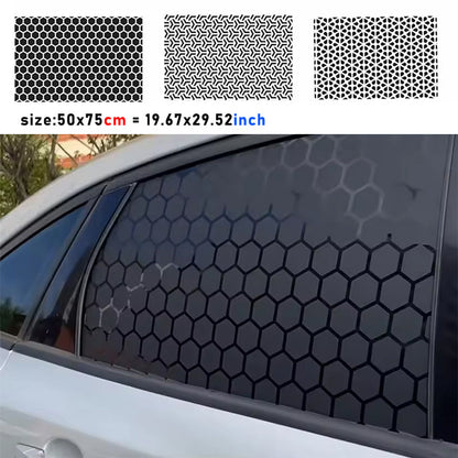 Matte Black Car Window Honeycomb Sticker – Universal Triangular Window Vinyl Decal for Stylish Exterior Decoration and Automotive Customization