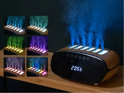 Bluetooth Speaker Humidifier – Dynamic Pickup Clock Mist Diffuser with Ambient RGB Lighting for Bedroom and Office Relaxation