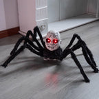 Animatronic Spider Doll Face Halloween Prop – Motion-Activated Glowing Eyes and Sound Control for Scary Haunted House Decorations and Parties