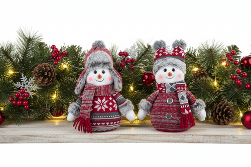 Knitted Snowman Christmas Decoration – Cute Holiday Tabletop Ornament with Winter Hat Design for Festive Home Decor