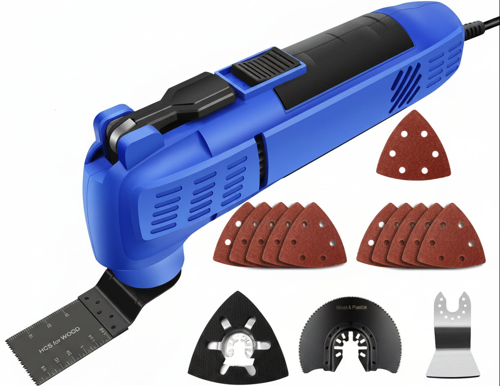 Oscillating Multi Tool – 2000W 230V Quick-Release Electric Renovator with Interchangeable Accessories for Cutting, Sanding and DIY Home Improvement