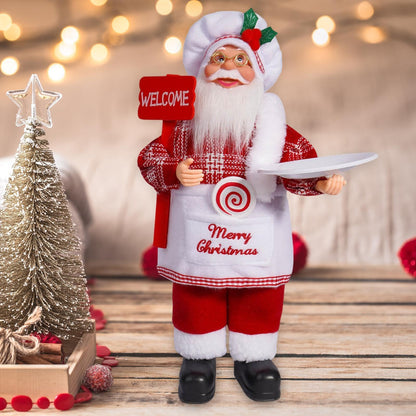 Standing Chef Santa Figurine – Christmas Kitchen Decoration for Festive Tables and Holiday Home Displays