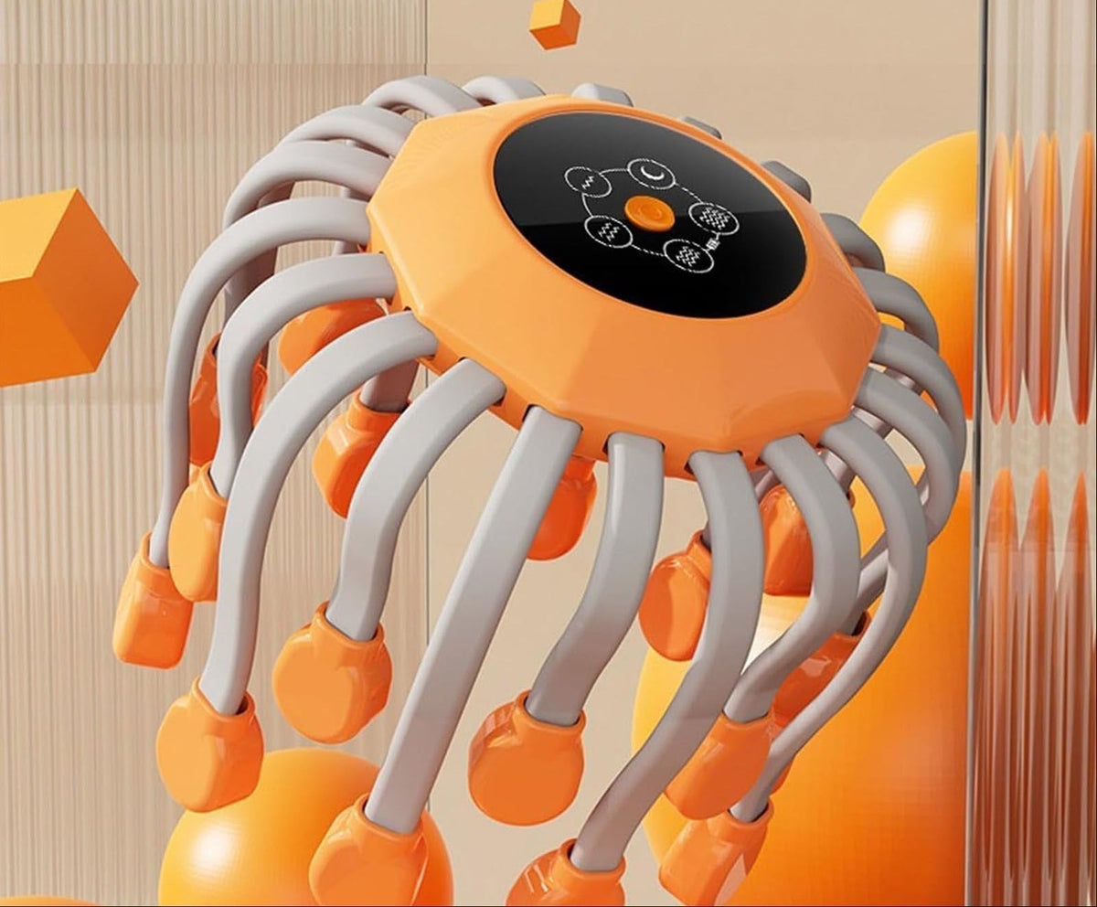 Electric Scalp Massager – 24 Head Octopus Vibration Massage Tool with Bluetooth Music for Relaxation and Stress Relief