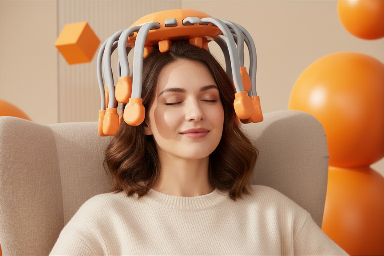 Electric Scalp Massager – 24 Head Octopus Vibration Massage Tool with Bluetooth Music for Relaxation and Stress Relief