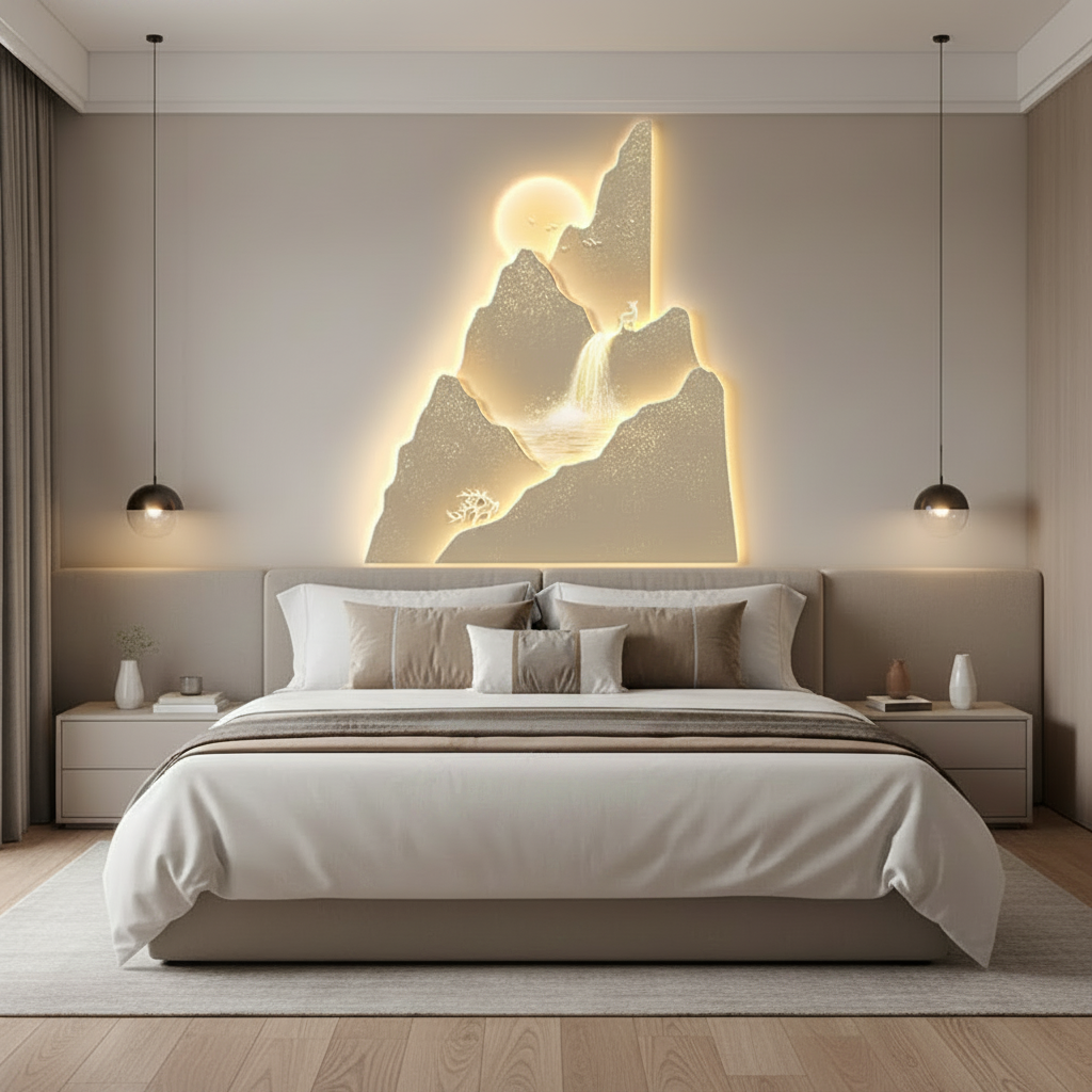 Mountain Sunset Wall Lamp – Modern 3D LED Landscape Light for Living Rooms, Bedrooms and Artistic Home Decoration