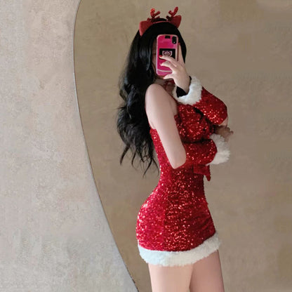 Sexy Santa Bodycon Costume – Women's Christmas Party Dress for Holiday Events, Cosplay and Festive Performances