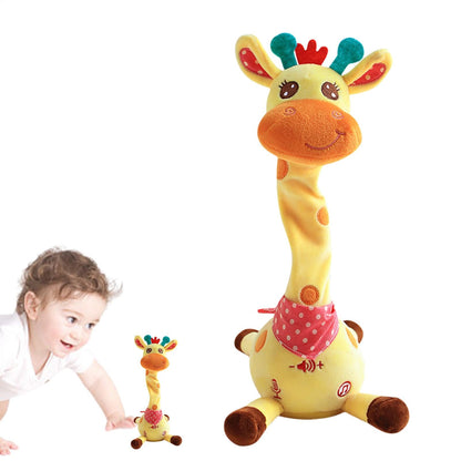 Dancing Talking Giraffe Plush Toy - Rechargeable Musical Educational Doll with Lights for Babies, Toddlers and Gift Giving