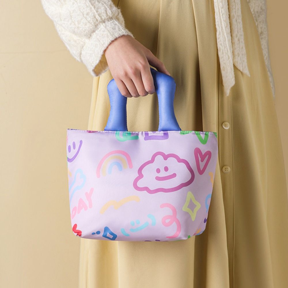 Waterproof Cartoon Lunch Bag – Cute Insulated Tote with Handle and Large Capacity for Fresh Food, School, Work and Travel